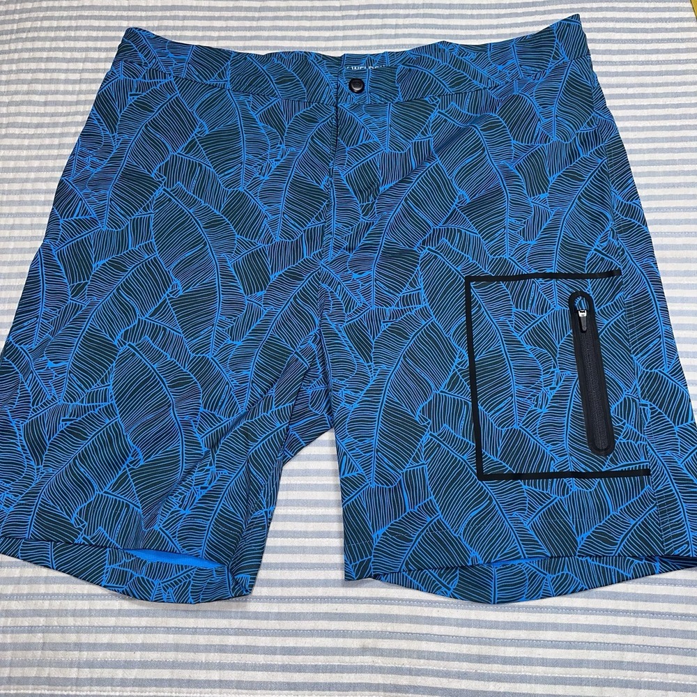Mack Weldon Men's Swim‎ Trunks Board Shorts Blue Leaf Print Size 37/38